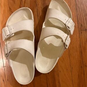 White Eva Birkenstock Slides